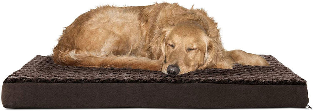 Furhaven Deluxe Orthopedic Mat Ultra Plush Faux Fur Traditional Foam Mattress Pet Bed