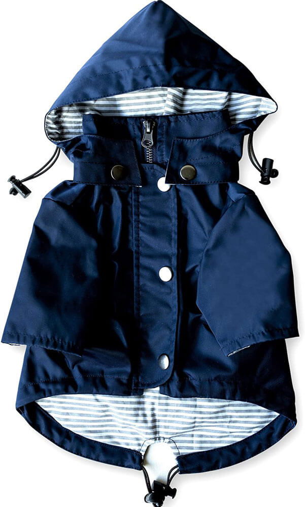 Ellie Dog Wear Navy Blue Zip Up Dog Raincoat