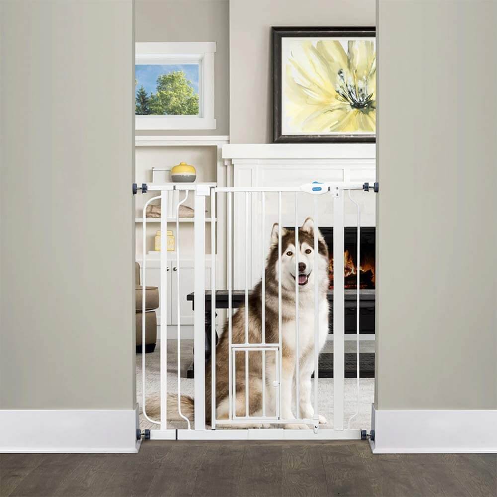 Dog Gates for The House Extends up to 44 Wide 30 Tall Magic Pet Gate for Stairs with Adjustable Extra Wide Pet Gate for Doorways and Stairways. 