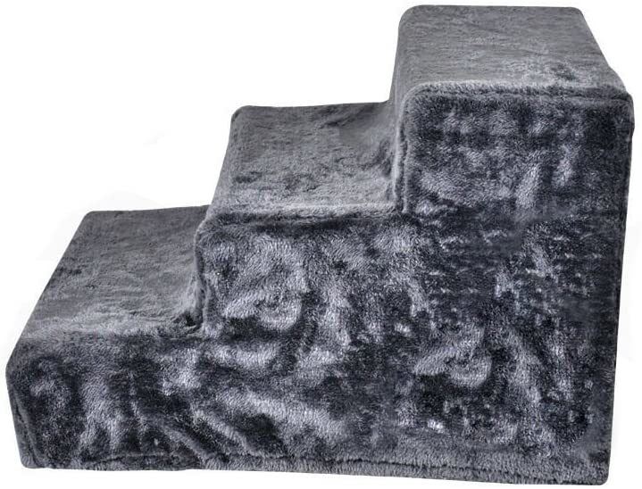OZSTOCK Portable Pet Soft Plush 3 Steps Ladder