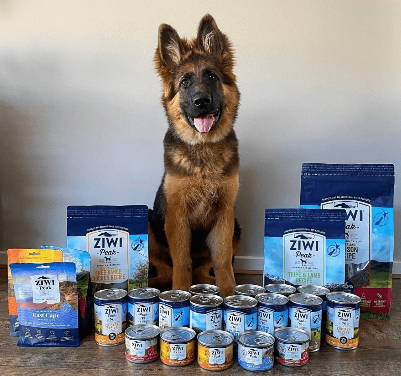 Ziwi Peak Dog Food Range with German Shepherd