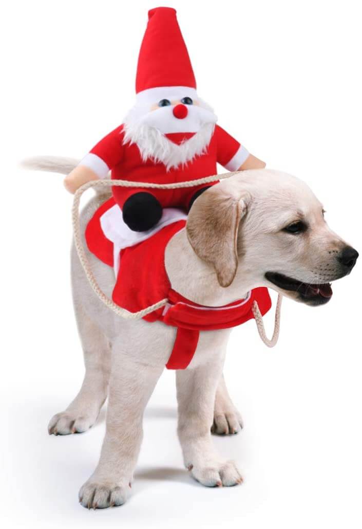 Idepet Dog Santer Claus Riding Christmas Costume