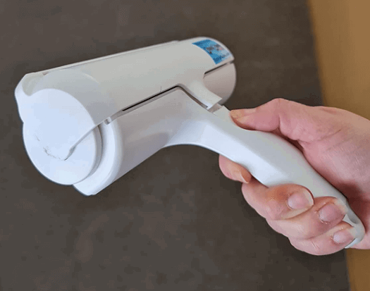 Chomchom Roller Hair Remover being tested by our review team.