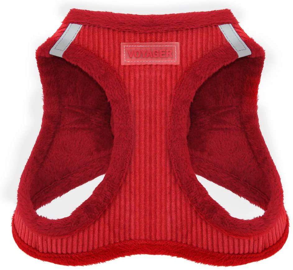 Voyager Step-in Plush Dog Harness Red Corduroy