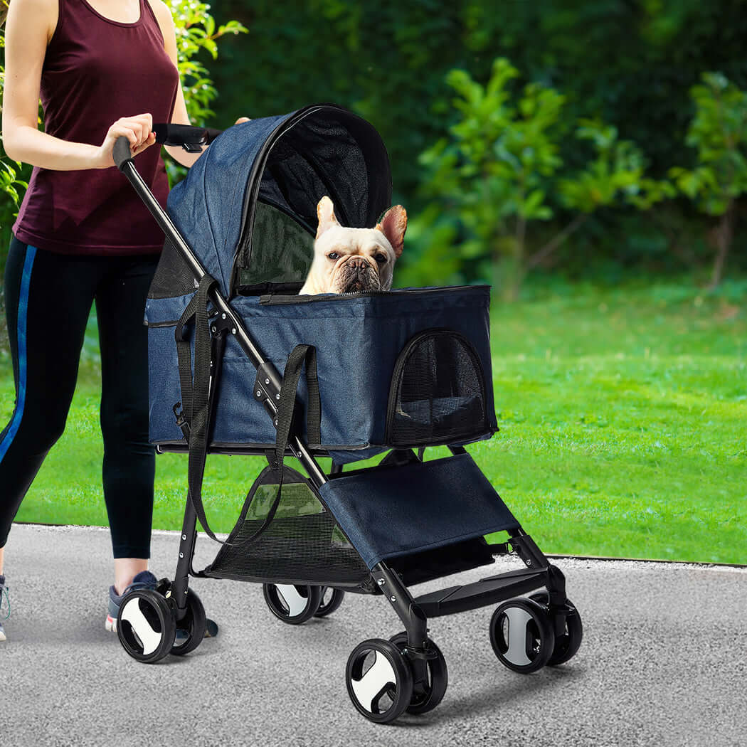 PaWz Modern Pet Foldable Stroller being tested by our review team.