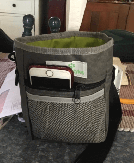Paw Lifestyles Dog Treat Training Pouch and Poop Bag Dispenser being tested by our review team.