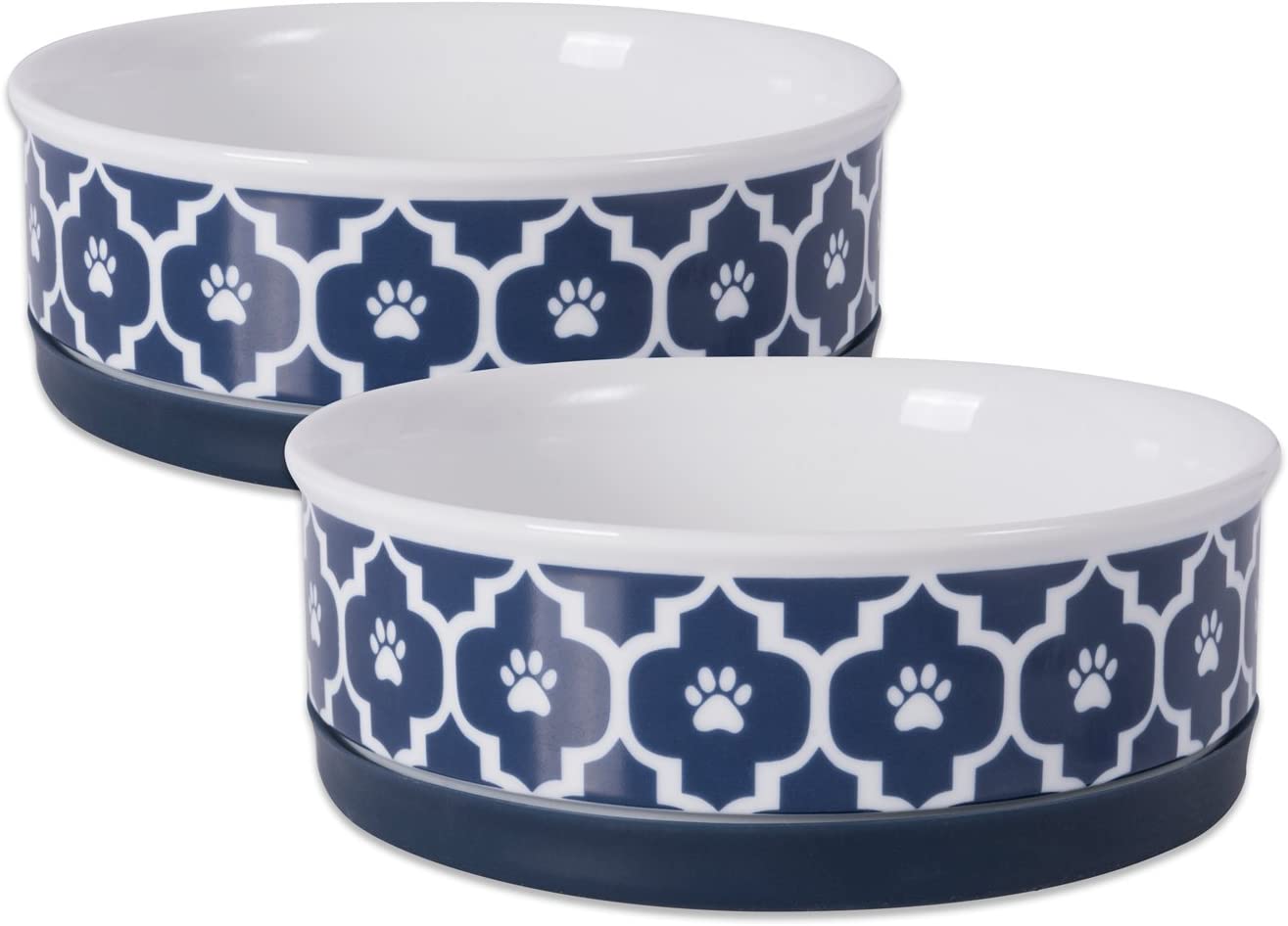 DII Bone Dry Lattice Ceramic Pet Bowl for Food & Water