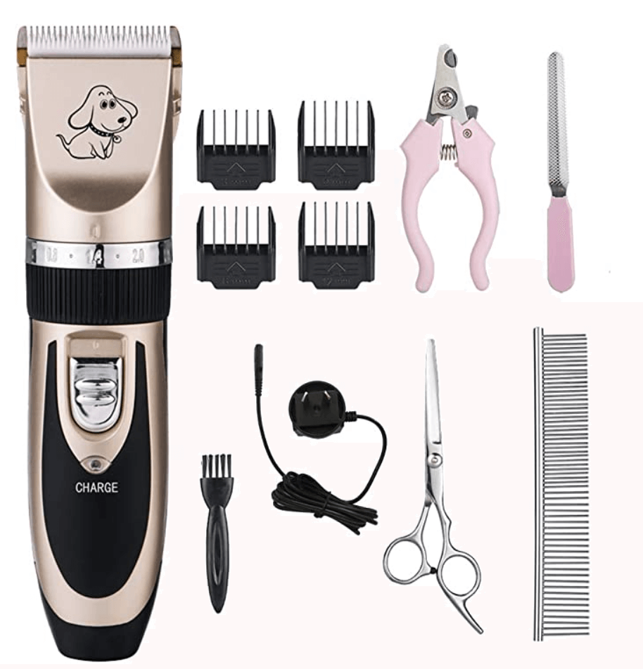 Bojafa Dog Grooming Clippers Kit Cordless Rechargeable Professional Pet Grooming Clippers Quiet Low Noise for Dogs Cats Hair Clippers Shaver Set Dog Grooming Kit 